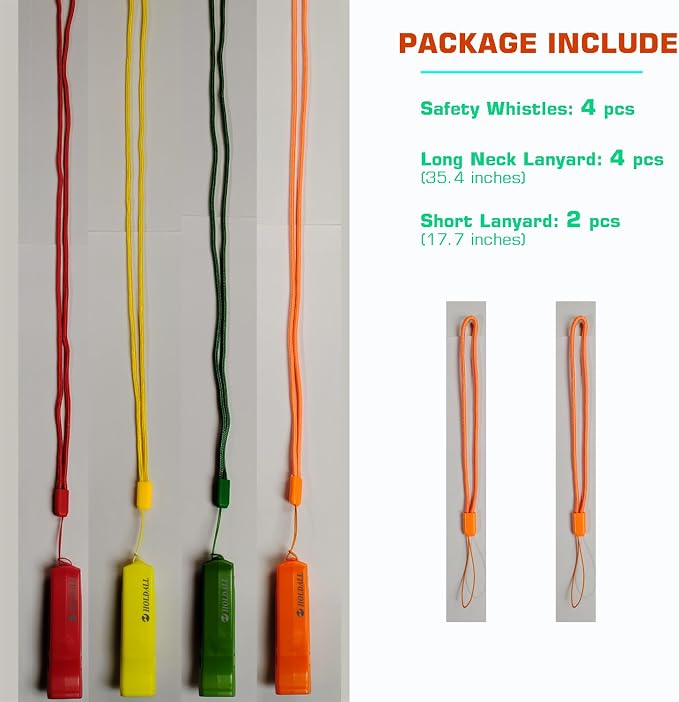 Emergency Safety Whistle with Lanyard, Loud Pea-Less Survival Whistles - Image 2