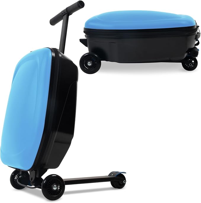 20" Scooter Suitcase for Kids, 2-in-1 Ride On Luggage by GHSY