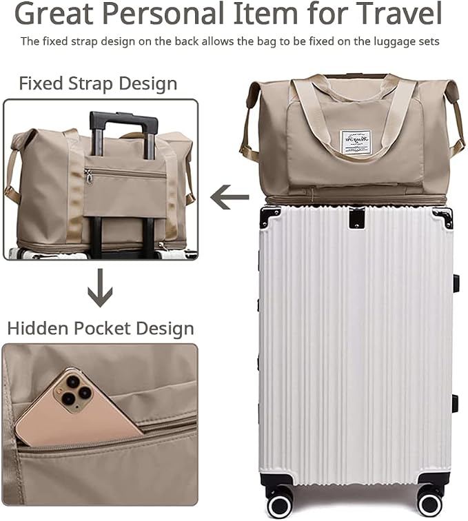 Large Capacity Foldable Travel Bag Expandable Portable Carry on Bag Dry&Wet - Image 3