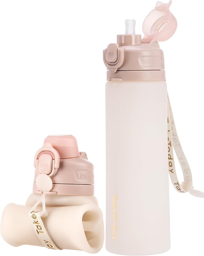 TakeToday Collapsible Water Bottles 20oz, Leak Proof, Foldable Silicone Travel by TAKETODAY
