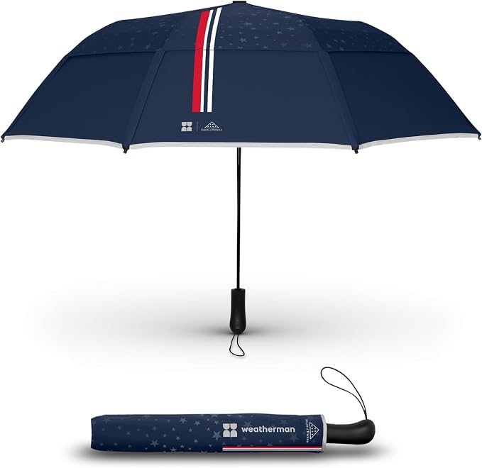 Weatherman - Folds of Honor - Premium Collapsible Travel Umbrella - Windproof by Weatherman