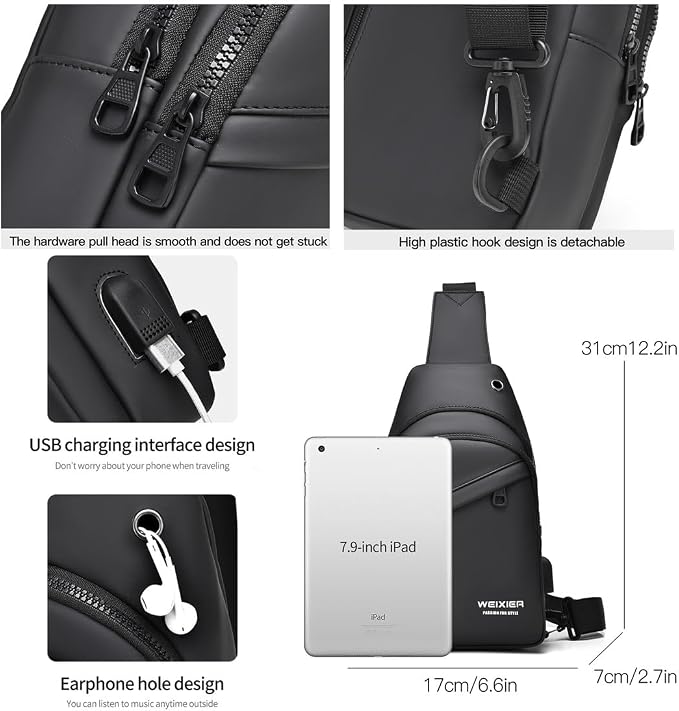 Waterproof Sling Bags Mens Shoulder Crossbody Backpack - Image 5