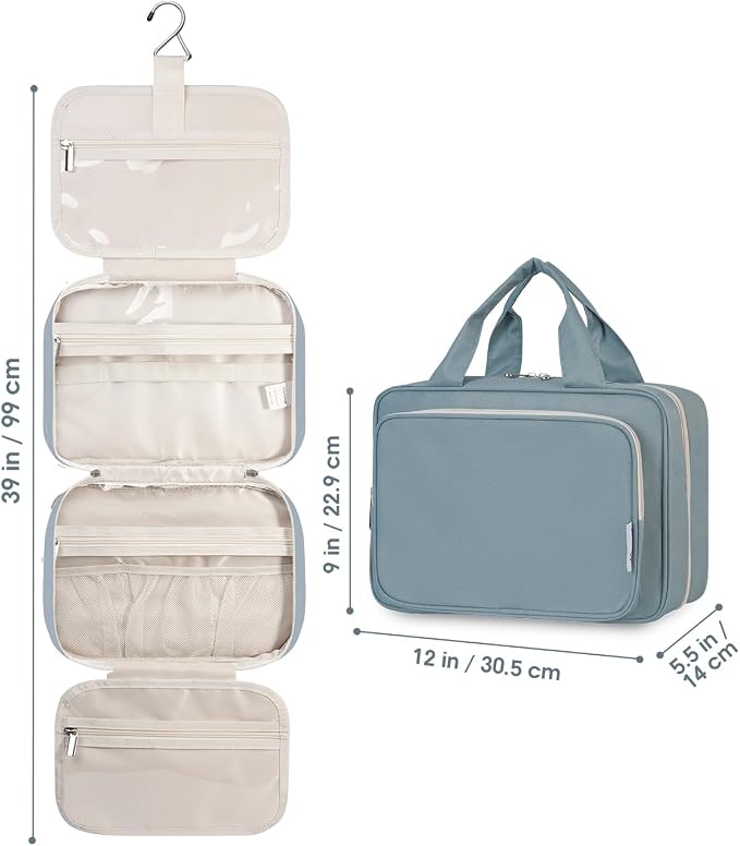 Travel Toiletry Bag for Women Large Hanging Makeup Bag Organizer Toiletries Bag - Image 9