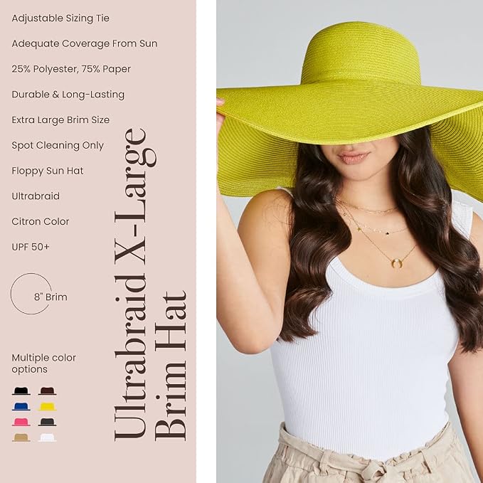 San Diego Hat Company Women's Ultrabraid X-Large Brim Hat, Adjustable Sun Hat - Image 2