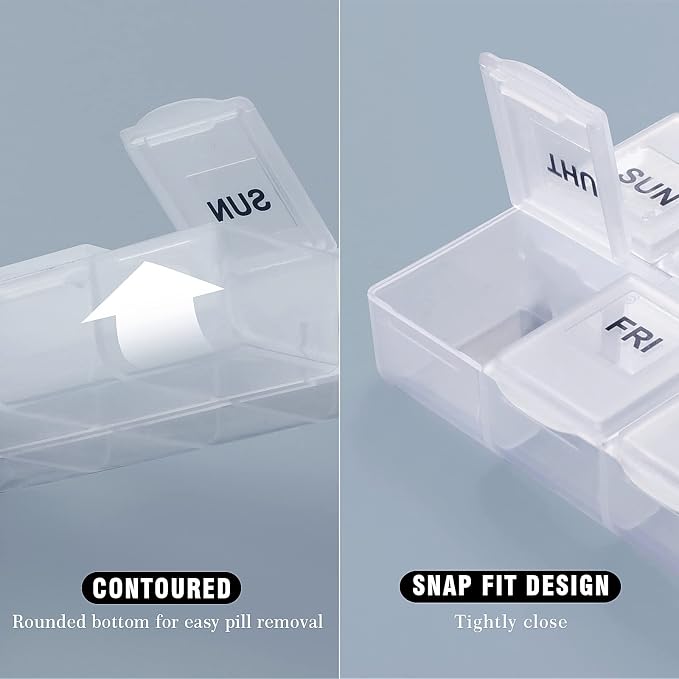 Serfeymi Weekly Pill Organizer 3 Pack Medicine Organizer Travel Pill Box 7 Day - Image 5