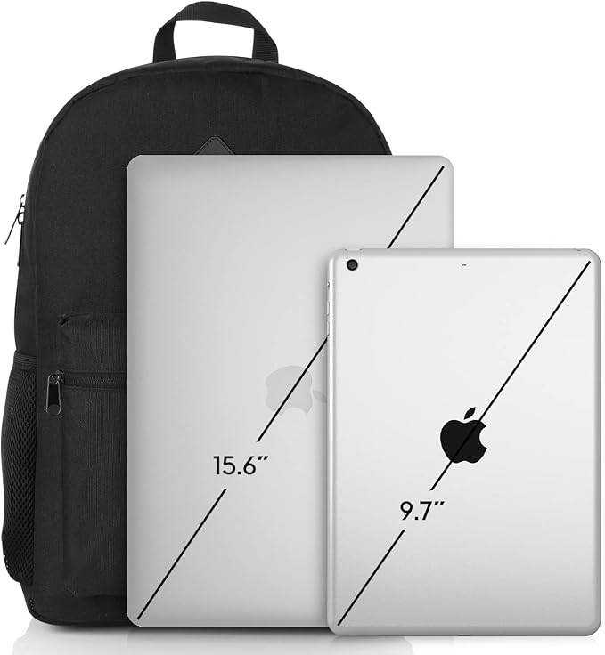 Black Backpack for Women Men, Casual School Backpack Teen Boys and Girls 15.6 - Image 7