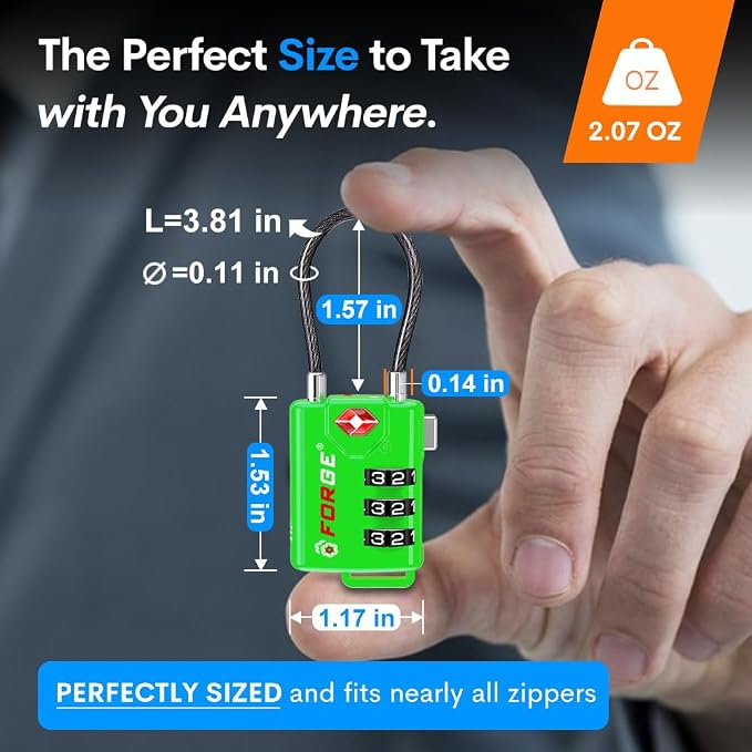 Forge TSA Approved Luggage Locks, Re-settable Combination - Image 3