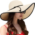 DRESHOW Beach Hats for Women Big Straw Wide Brim Summer Hat Floppy Foldable by DRESHOW