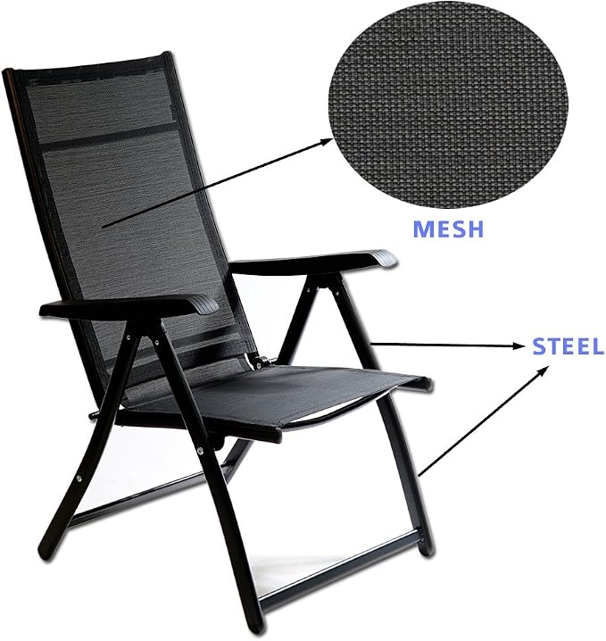 Heavy Duty Durable Adjustable Reclining Folding Chair Outdoor Indoor Garden Pool - Image 6