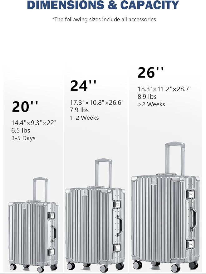 HotWay 26 Inch Aluminum Frame Luggage - Image 3
