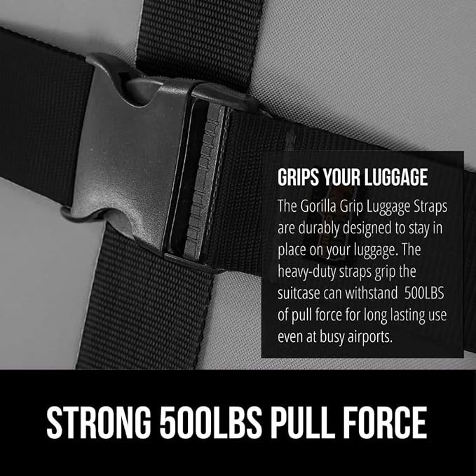 GORILLA GRIP Heavy Duty 4 Pack Adjustable Luggage Straps - Image 3