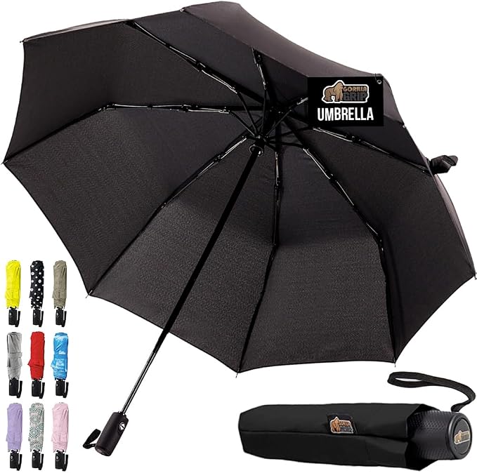 GORILLA GRIP Windproof Compact Stick Umbrella by GorillaGrip