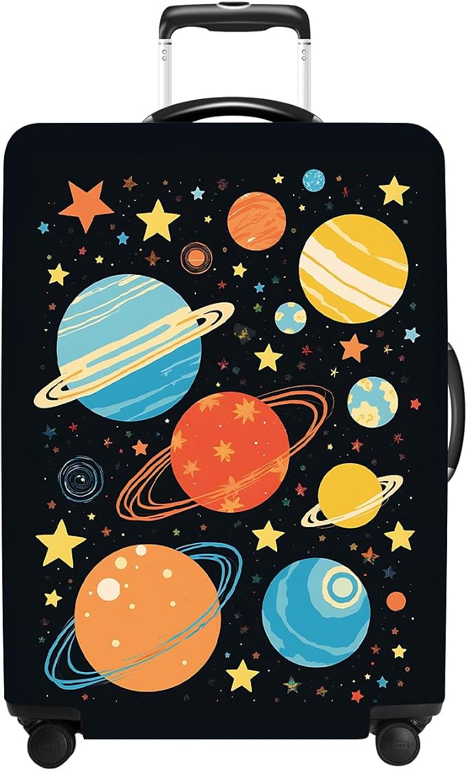 Planet Luggage Cover Washable Suitcase Protector Anti-Scratch, Stretchable Fit by THISFIND