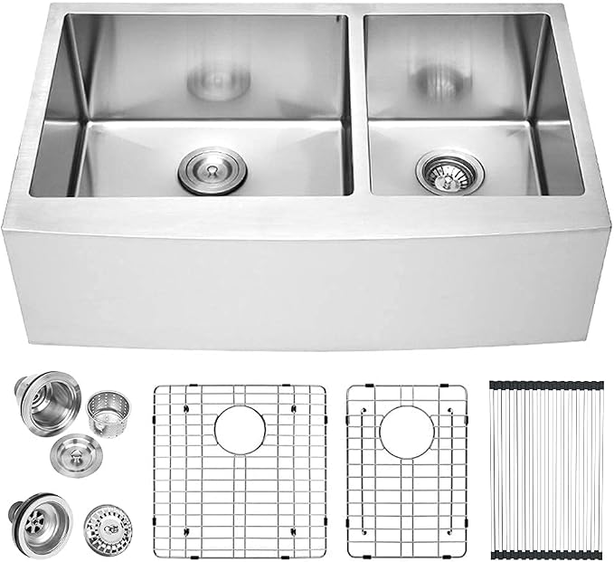 Lordear 36 Inch Double Bowl Farmhouse Kitchen Sink 36"x20-3/4"x10" Double Basin by LORDEAR