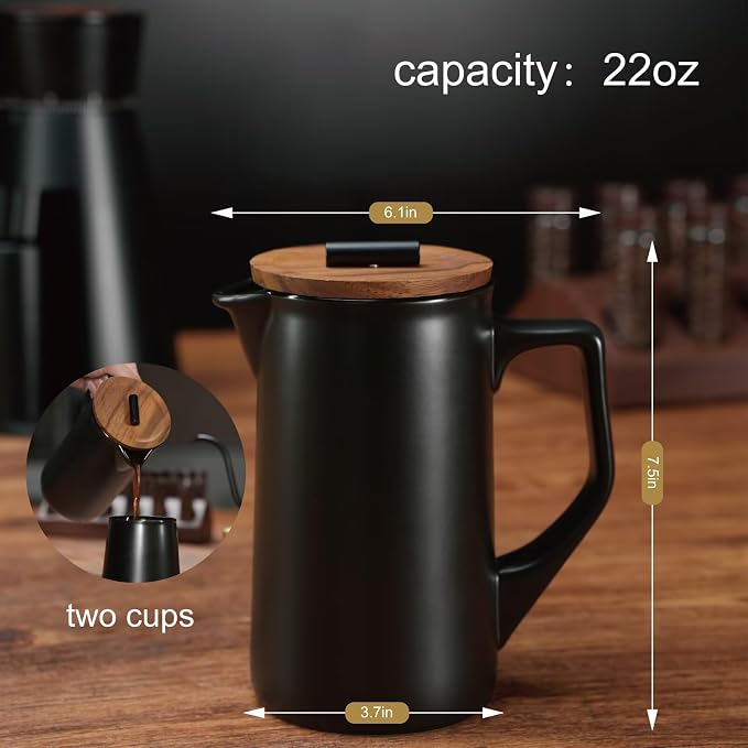 DHPO Ceramic French Press Coffee Maker, 22 Ounce Coffee Press Manual Brewer - Image 4