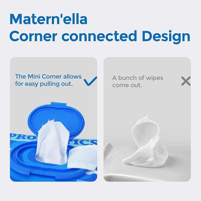 matern'ella Flushable Wipes Extra Large Corner-Connected Wet Wipes Plant Based - Image 3