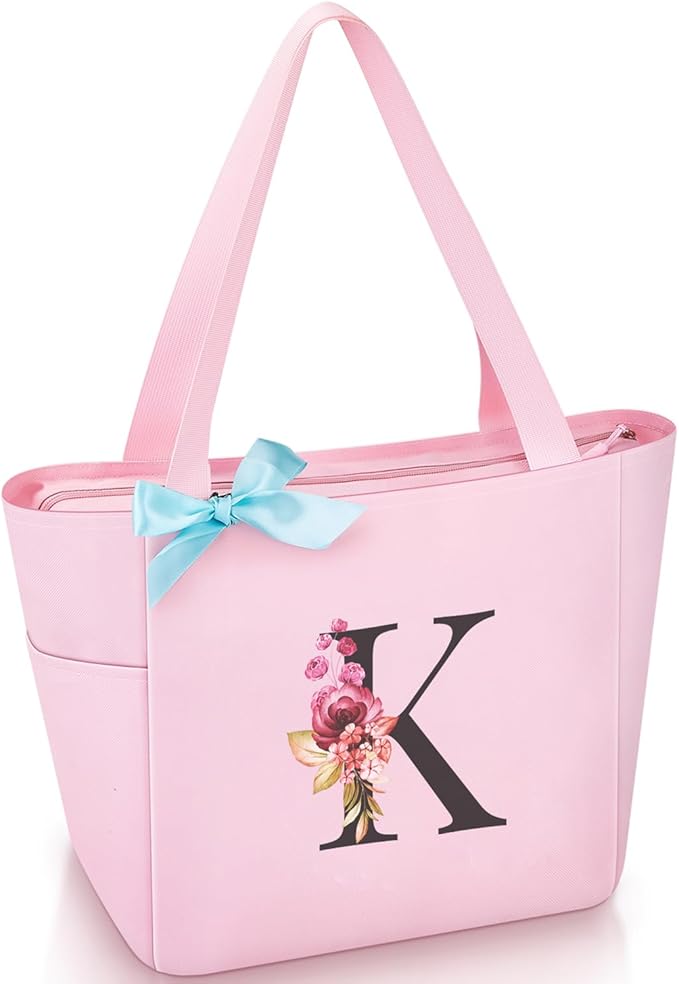 Vavabox Tote Bag, A-Z Initial Monogrammed Waterproof Tote Bag, Bridesmaid Gifts by Vavabox