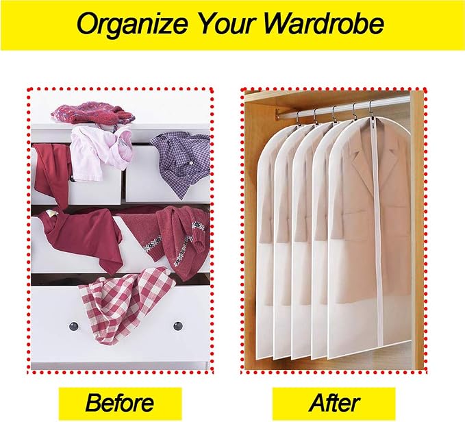 Garment Bags for Hanging Clothes 24'' x 55 '' Transparent Lightweight - Image 6