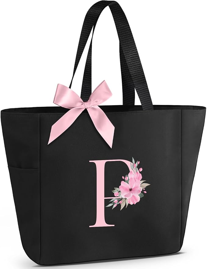 Vavabox Tote Bag, A-Z Initial Monogrammed Waterproof Tote Bag, Bridesmaid Gifts by Vavabox