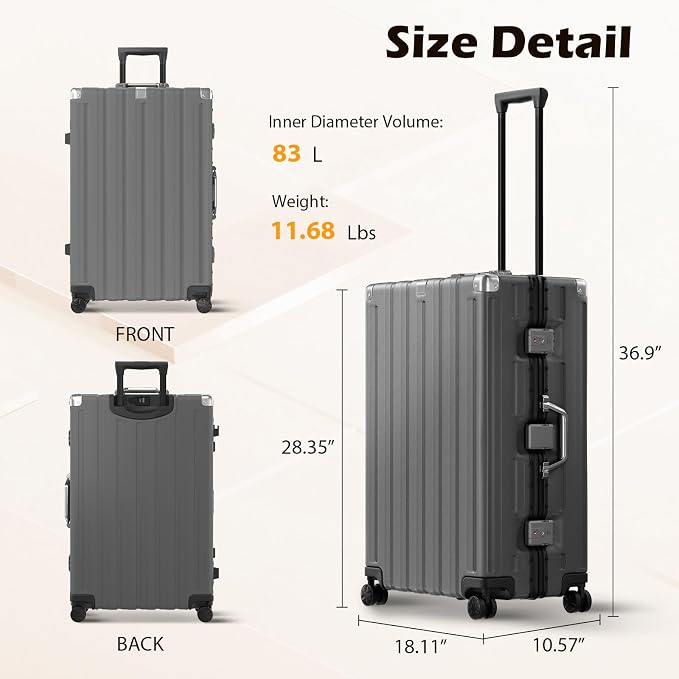 Krute Large Luggage 28 inch Zipperles Suitcase - Image 3
