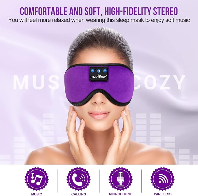 MUSICOZY Sleep Mask with Bluetooth Headphones, Sleeping Headphones Bluetooth - Image 2