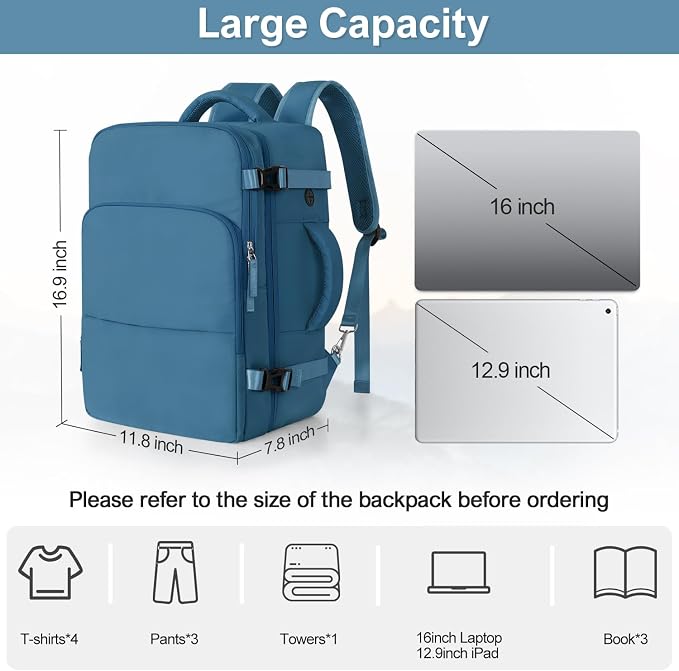 Travel laptop Backpack for Men Women, Personal Item Size Flight Approved - Image 9