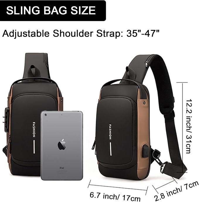 Sling Bag for Men Anti-theft USB Crossbody Shoulder Backpack Purse Waterproof - Image 6