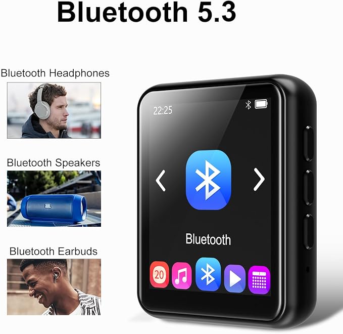 64GB MP3 Player Bluetooth 5.3 Touch Screen Music Player Portable mp3 Player - Image 3