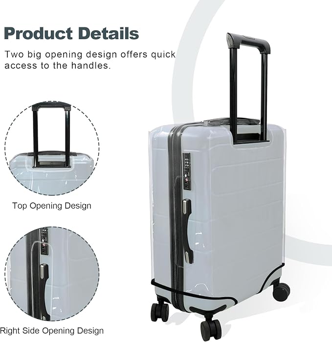HYPER VENTURE Clear PVC Luggage Cover Full Transparent Suitcase Protector Fits - Image 3