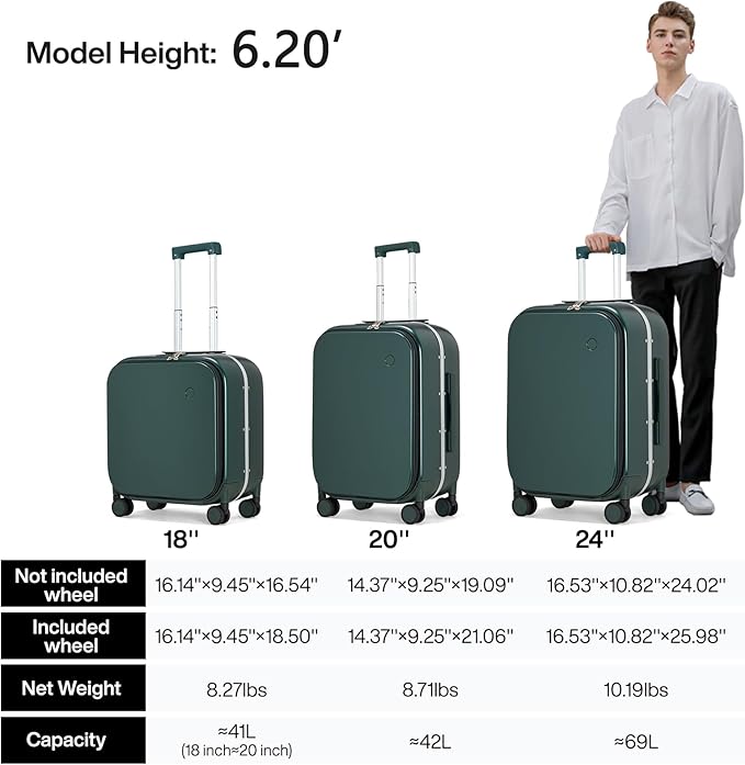mixi Carry On Luggage, 18” Suitcase - Image 6