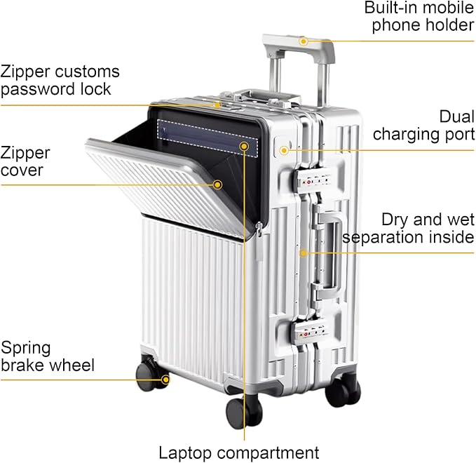 2-Piece Hardshell Zipperless Luggage Set, 20/26" Aluminum Frame Hardshell - Image 2
