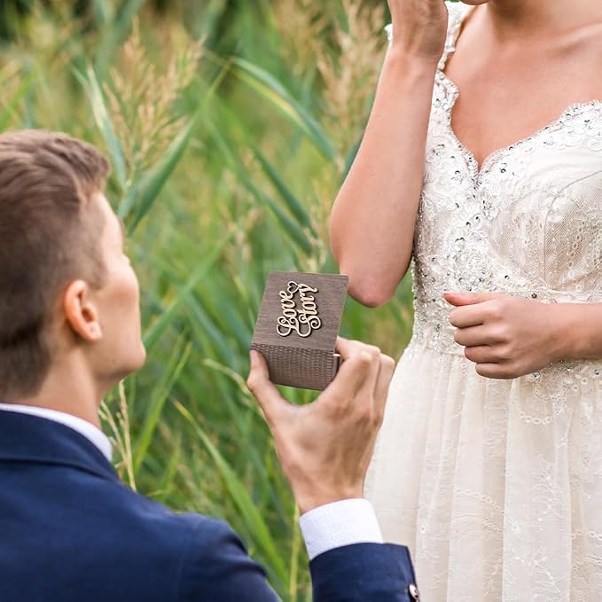 Personalized Double Ring Box – Rustic Wooden Engagement & Wedding Ring Holder - Image 8