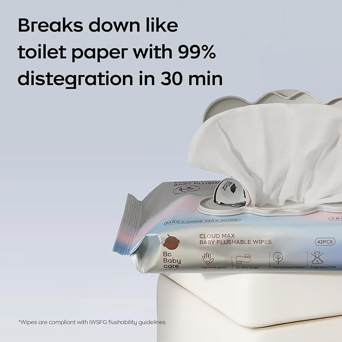 Bc Babycare Flushable Wipes, Hypoallergenic - Image 3