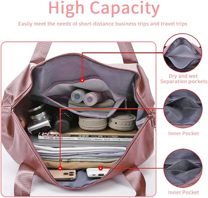 Large Capacity Foldable Travel Bag Expandable Portable Carry on Bag Dry&Wet - Image 4