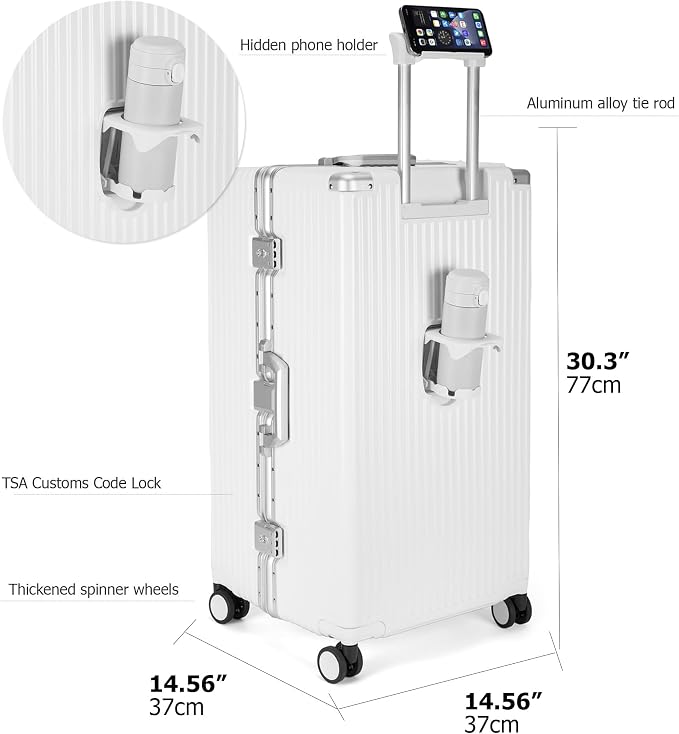 feilario 30in Super Large Captain Aluminum Frame Hardside Spinner Wheels Luggage - Image 6