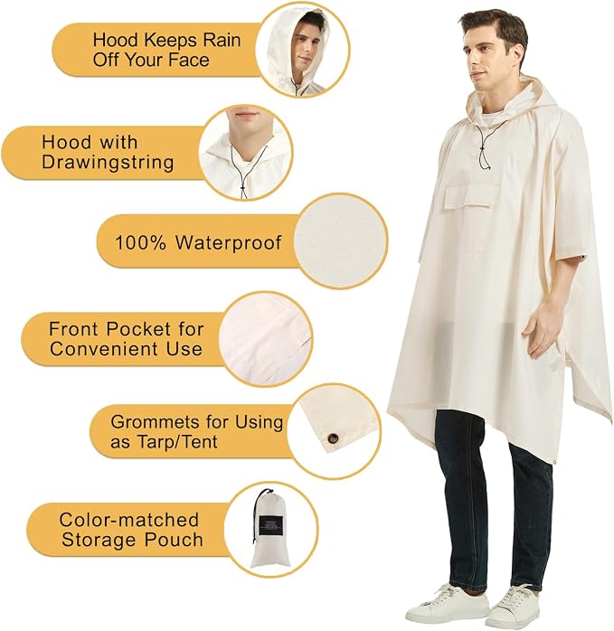 salamra Hooded Rain Poncho Waterproof Raincoat Jacket - Image 5