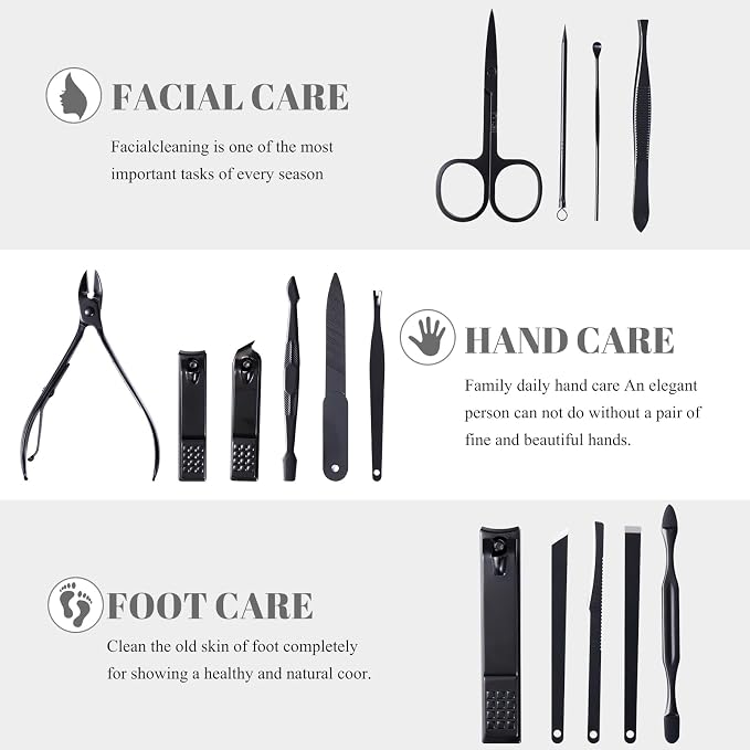 Manicure Pedicure Kit Nail Clippers Set Fingernails & Toenails Vibrissac - Image 2