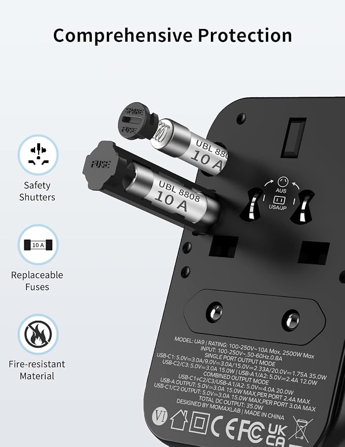 MOMAX Universal Travel Adapter, PD 35W Fast Charge International Power Adapter - Image 5