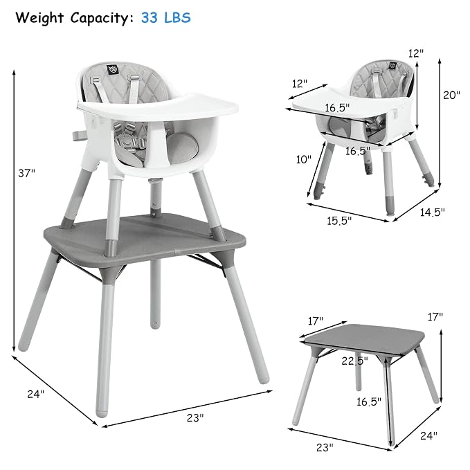 HONEY JOY 5-in-1 High Chair, Convertible Highchair - Image 7