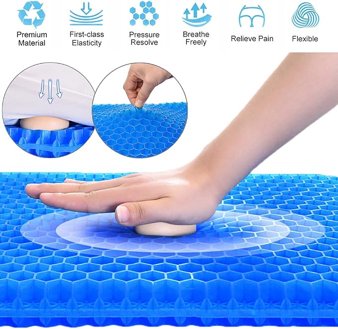 Gel Seat Cushion for Long Sitting Pressure Relief for Back, Tailbone Pain – - Image 2