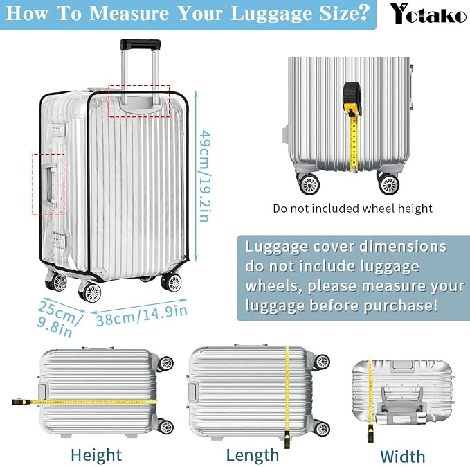 Yotako Clear PVC Suitcase Cover Protectors 20 Inch Luggage Cover - Image 5