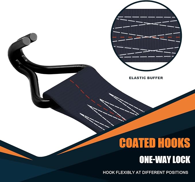 6 Pack 2 inch Ratchet Straps Heavy Duty J Hook 2 in x 15ft - Image 4