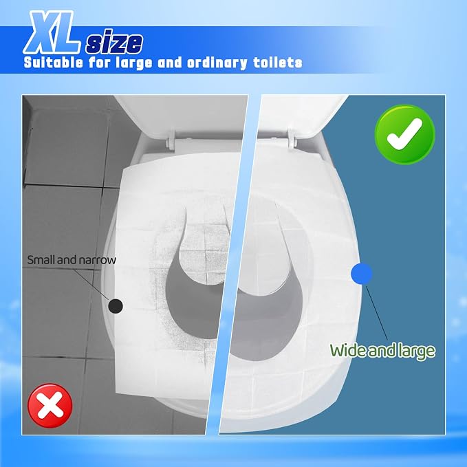 110 Pcs XL disposable flushable toilet seat covers 100% Wood Pulp Cotton - Image 3