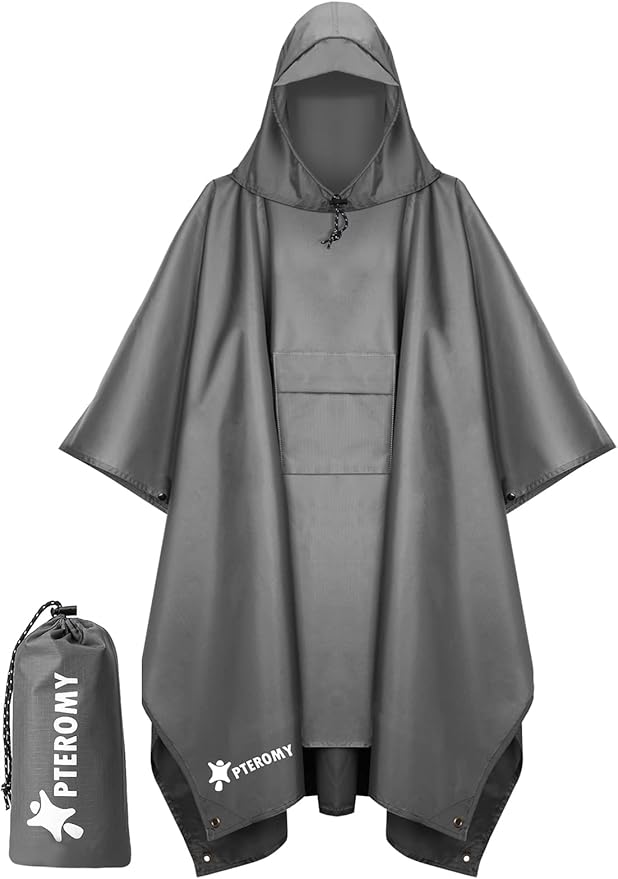 PTEROMY Hooded Rain Poncho for Adult by PTEROMY