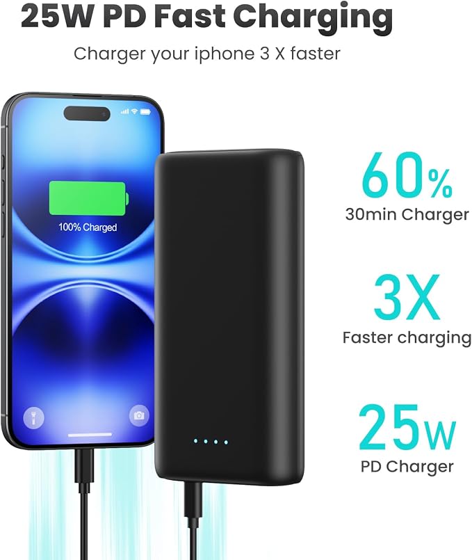 Portable Charger Power Bank 40, 800mAh 25W Fast Charging USB C Portable Charger - Image 2