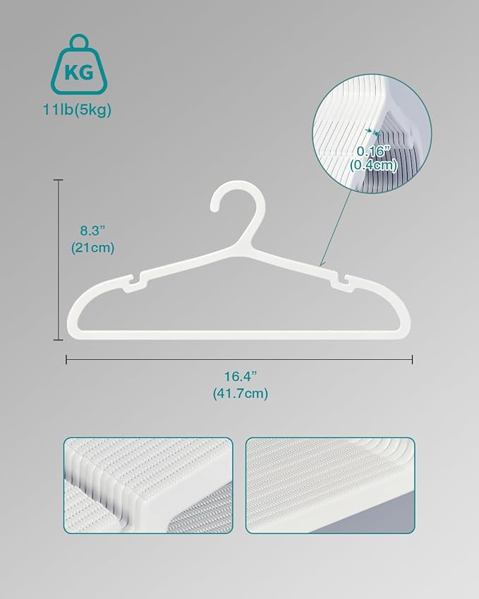 30 Pack Clothes Hangers, Non Slip Plastic Coat Hangers, Space Saving Hangers - Image 7