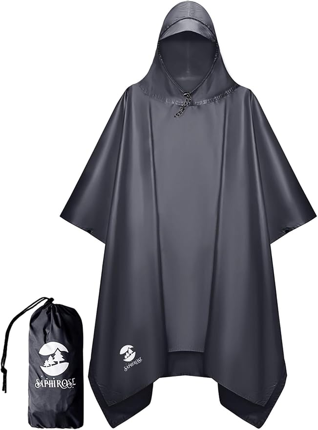 SaphiRose Hooded Rain Poncho Waterproof Raincoat Jacket by SaphiRose