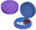 2 Pack Small Pill Box, 3 Compartment Round Silicone Travel Pill Box by Unknown