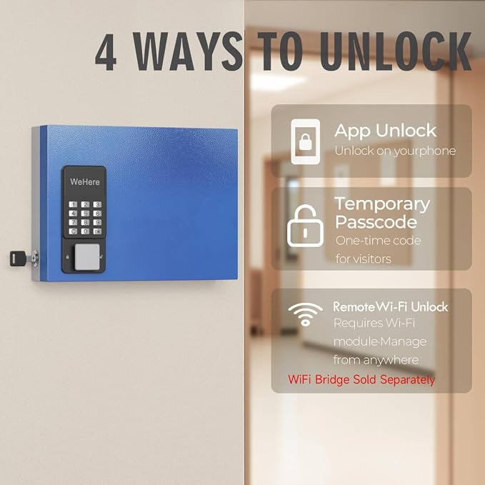 WeHere 16 Key Lock Box Wall Mount, Smart Key Cabinet - Image 2