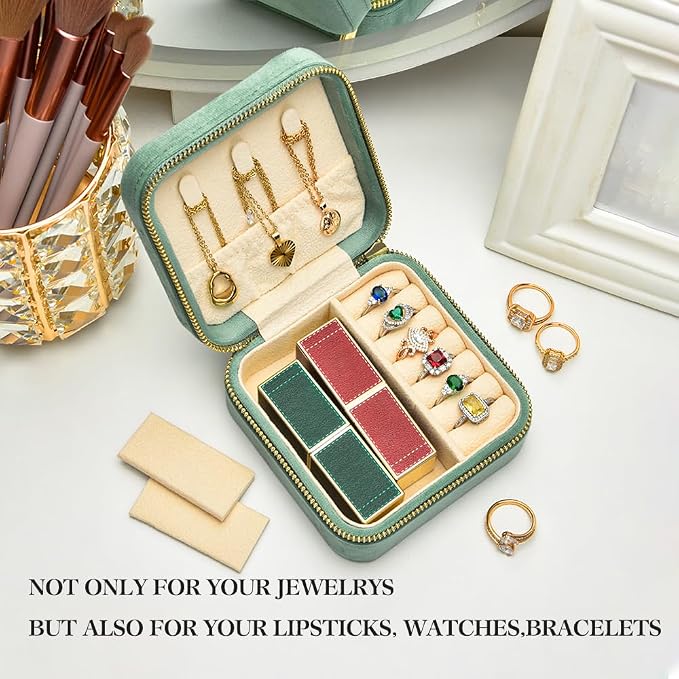 Travel Jewelry Case, Small Plush Velvet Jewelry Box - Image 5